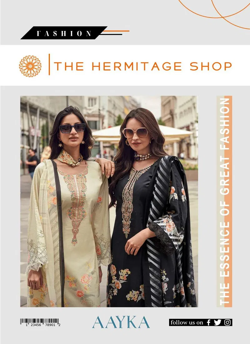 Aayka By The Hermitage Shop Lawn Cotton Karachi Dress Material Exporters In India