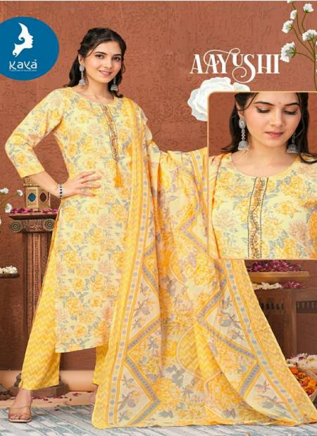 Aayushi By Kaya Rayon Foil Printed Kurti With Bottom Dupatta Wholesale Clothing Suppliers In India
 Catalog