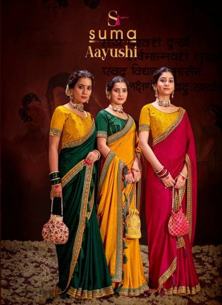 Aayushi By Suma Designer Occasion Wear Heavy Vichitra Blooming Saree Wholesale Online Catalog