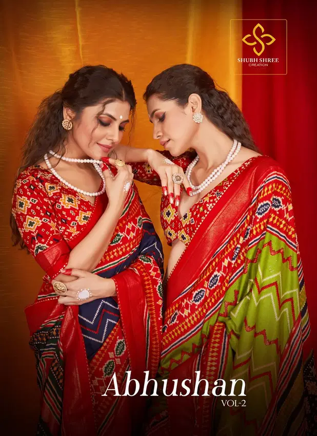 Abhushan Vol 2 By Shubh Shree Velvet Tusser Silk Sarees Exporters In India