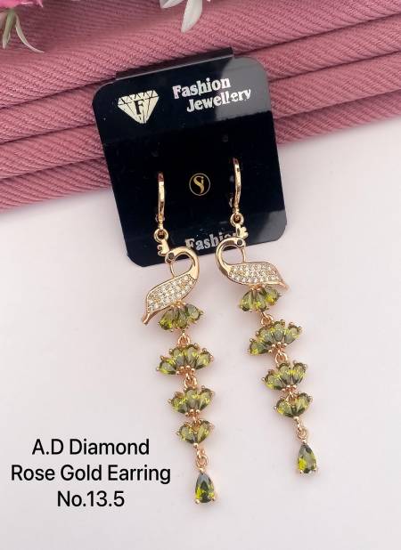 AD Designer Diamond Rose Gold Earrings 2 WHolesale Online

