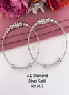 AD Diamond Design Silver Kadli Type Bangles Wholesale Price In Surat

