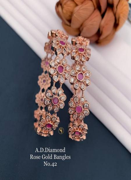 AD Diamond Fancy Designer Rose Gold Bangles Catalog