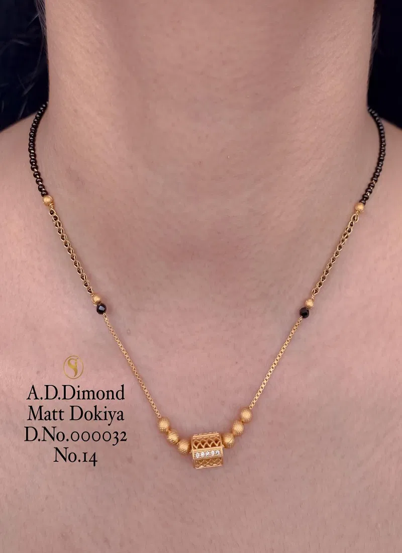 AD Diamond Golden Dokiya Mangalsutra 4 Wholesale Price In Surat
