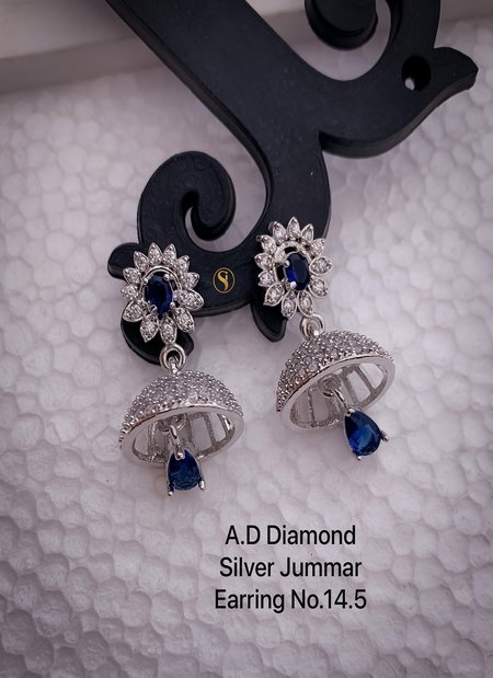 AD Diamond Rose Gold And Silver Designer Jummar Earrings Wholesale Online
