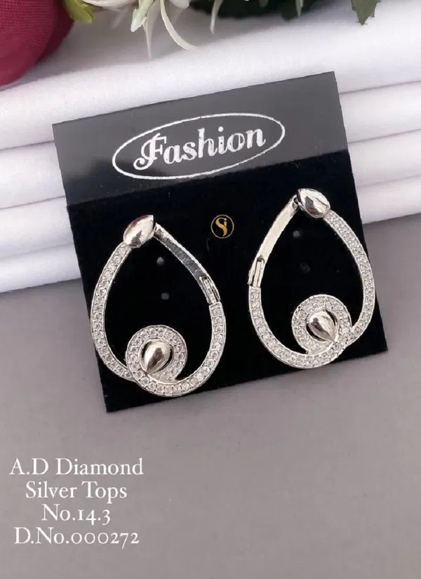 AD Diamond Rose Gold And Silver Fancy Earrings 2 Wholesalers In Delhi
