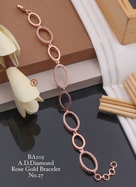 AD Diamond Silver And Rose Gold Silver Bracelets Catalog