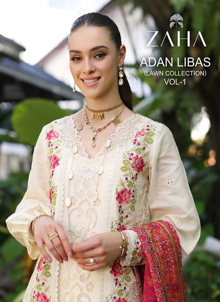 Adan Libas Lawn Collection Vol 1 By Zaha Cambric Cotton Pakistani Suits Wholesale Market In Surat