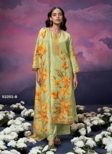 Adeline 2252 By Ganga Silk Organza Printed Dress Material Catalog Catalog