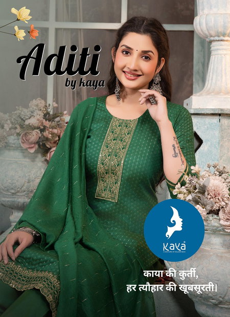 Aditi By Kaya Chanderi Jacquard Surat Kurti With Bottom Dupatta Wholesale Market