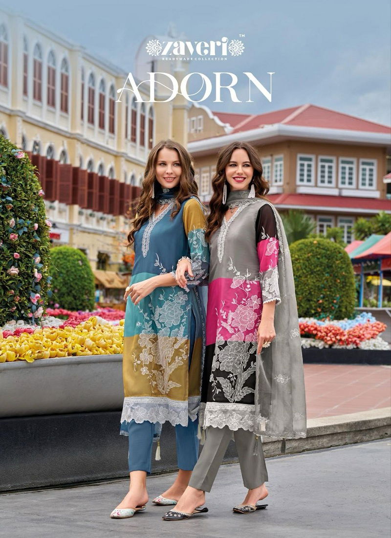 Adorn By Zaveri Soft Organza Digital Printed Readymade Suits Online Wholesale Catalog