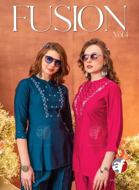 Af Fusion Vol 4 Western Wear Cord Set Ladies Top With Bottom Wholesale Price In Surat Catalog