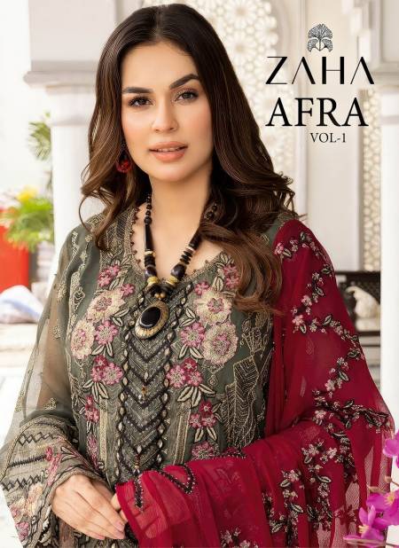 Afra Vol 1 By Zaha Embroidery Georgette Pakistani Suits Wholesale Shop In Surat Catalog