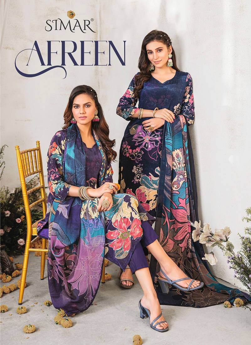 Afreen By Glossy Crape Printed Dress Material Wholesale Market In Surat Catalog