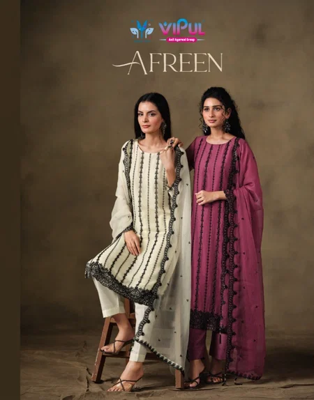 Afreen By Vipul Crinkle Chiffon Beads Designer Salwar Suits
