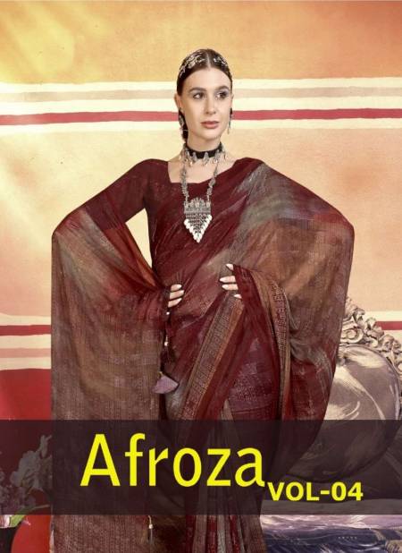 Afroza Vol 04By Vallabhi Printed Georgette Sarees Wholesale Market In Surat