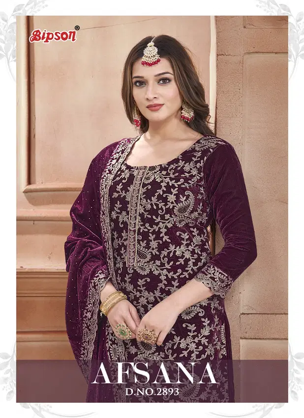 Afsana 2893 By Bipson Viscose Velvet Designer Dress Material Wholesale Shop In Surat