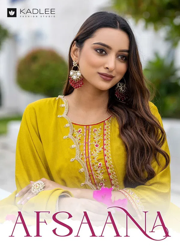 Afsana By Kadlee Handwork Designer Kurti With Bottom Dupatta Wholesale Shop In Surat