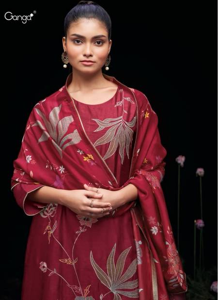 AIMI 2214 By Ganga Raw Silk Printed Dress Material Catalog Catalog