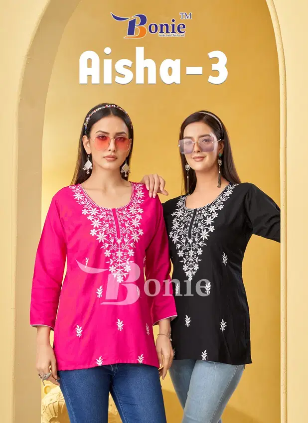 Aisha Vol 3 By Bonie Rayon Lucknowi Short Top Wholesale Online