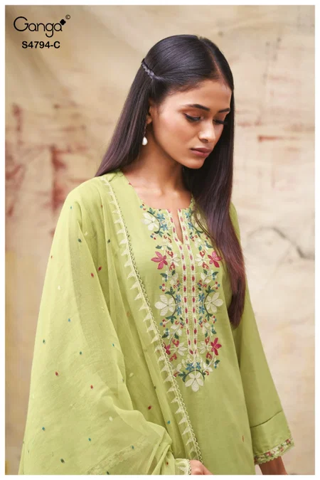 Aisya 4794 By Ganga Bemberg Mul Designer Salwar Suits
