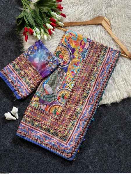Tew Vol 3 Roman Silk With Ajarakh Printed Saree