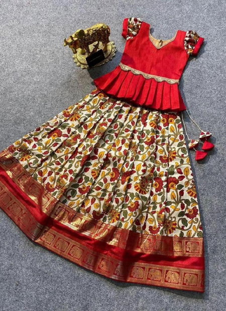 AJD 7898 kids Wear Soft Tusshar Silk Girls Crop Top Catalog