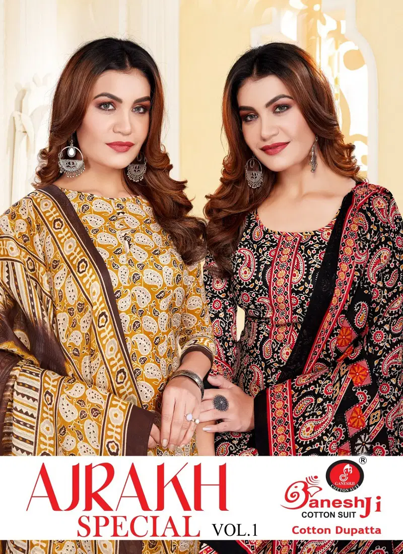 Ajrakh Special Vol 1 By Ganeshji Cotton Printed Dress Material Wholesale Price Catalog