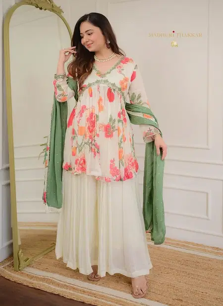 Akshar Chiffon Designer Sharara Readymade Suit Wholesale Shop In Surat