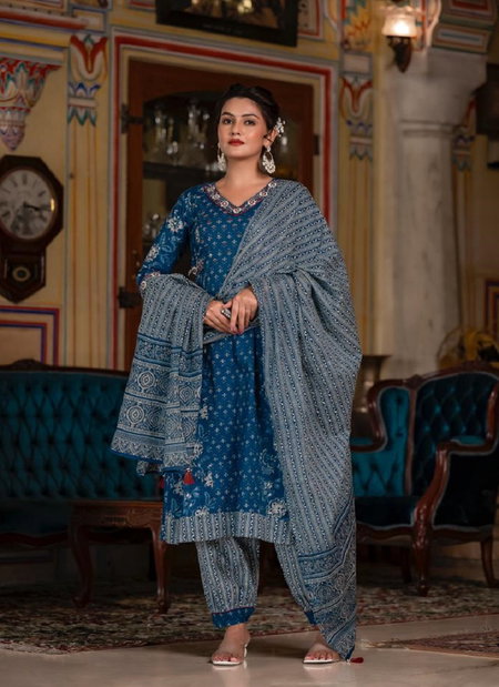 Akshar Designer Afghani Style Cotton Kurti With Bottom Dupatta Wholesale Market In Surat

