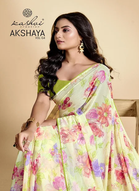 Akshaya Vol 4 By Kashvi Swarovski Work Weightless Printed Sarees Wholesale Online
