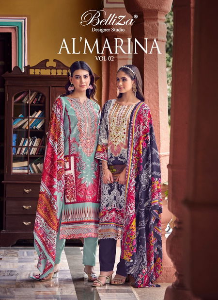 Al Marina 2 By Belliza Pure Cotton Digital Printed Dress Material Wholesale Price Catalog