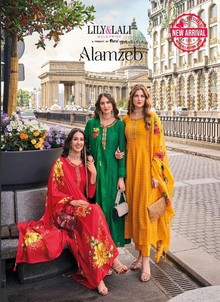 Alamzeb By Lily And Lali Vichitra Silk Anarkali Readymade Suits Wholesale Market In Surat Catalog