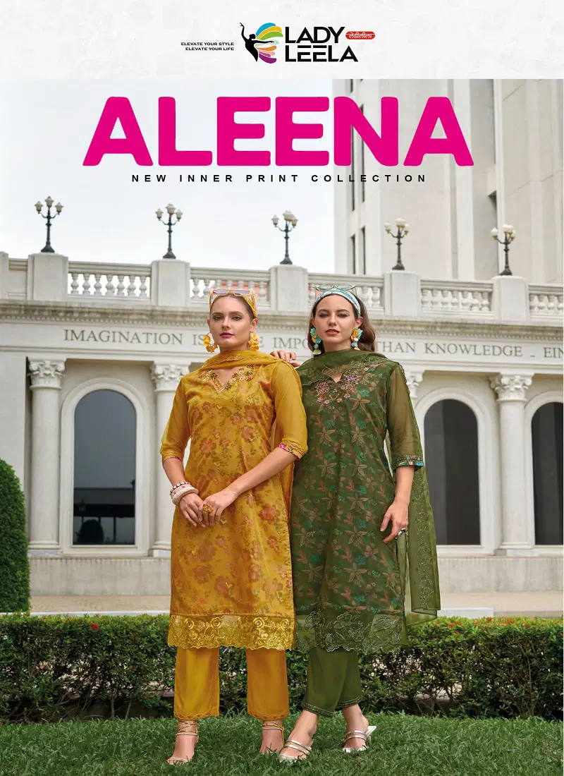 Aleena By Lady Leela Organza Embroidery Designer Kurti With Bottom Dupatta Wholesale Online Catalog