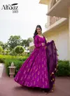 Alfaaz 1 Bandhej Latest Fancy Designer Festive Wear Stylish Masleen Ladies Gown Collection
