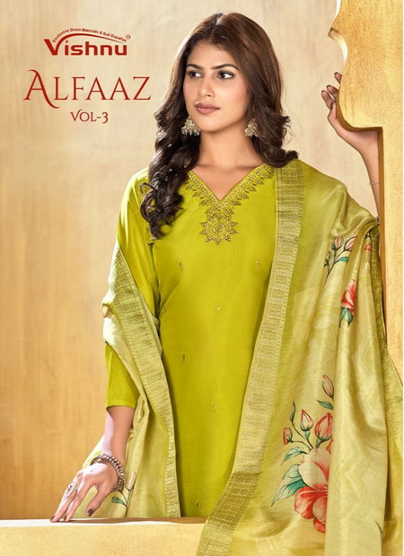 Alfaaz Vol 3 By Vishnu Shimmer Silk Dress Material Wholesale Price In Surat
