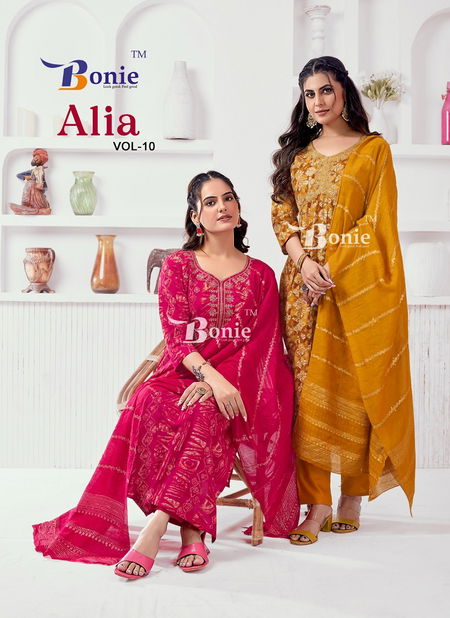 Alia 10 By Bonie Rayon Printed Kurti With Bottom Dupatta Wholesale Shop In Surat Catalog