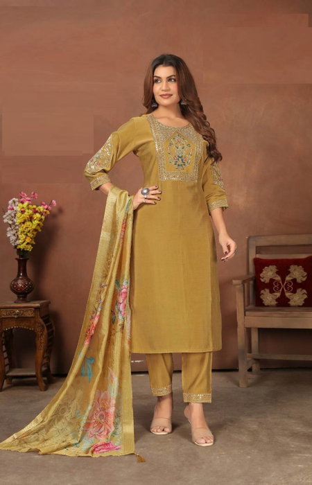 Alinee 134 To 136 Roman Silk Kurti Bottom With Dupatta Wholesalers In Delhi
