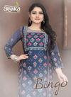 Alishka Bingo Latest Designer Tusser Silk With Inner Digital Print And Handwork Long Kurti Collection 