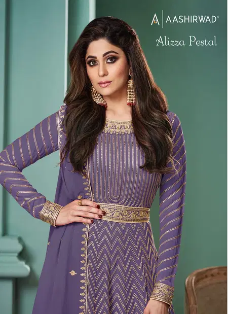 Alizza Pestal By Aashirwad Georgette Readymade Gown With Dupatta Wholesale Price In Surat
