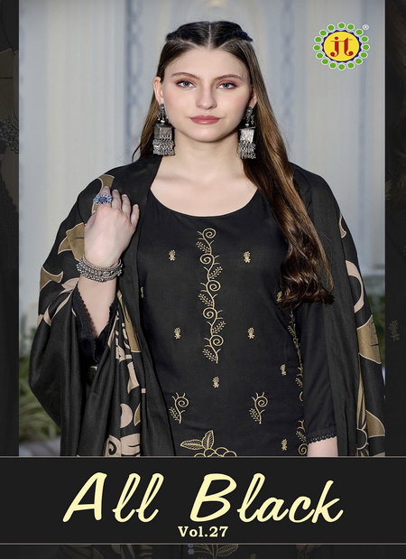 All Black Vol 27 By Jt Rayon Embroidery Dress Material Suppliers In India
