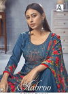 Alok Aabroo Latest Casual Wear Pure French Digital Print with Fancy Thread Embroidery And Swarovski Diamond Work Dress Material Collection
