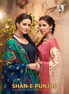 Alok Shan E Punjab Latest Designer Printed WIth Embroidery Work Dress Material With Pure Pashmina Shawl Print Dupatta With Four Side Lace Dupatta 