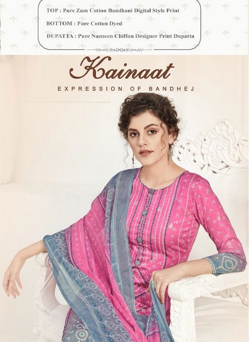 Alok Suit Kainaat Pure Zam Cotton Bandhani Digital Style Print with Foill Work Plazzo Salwar Suit Collections