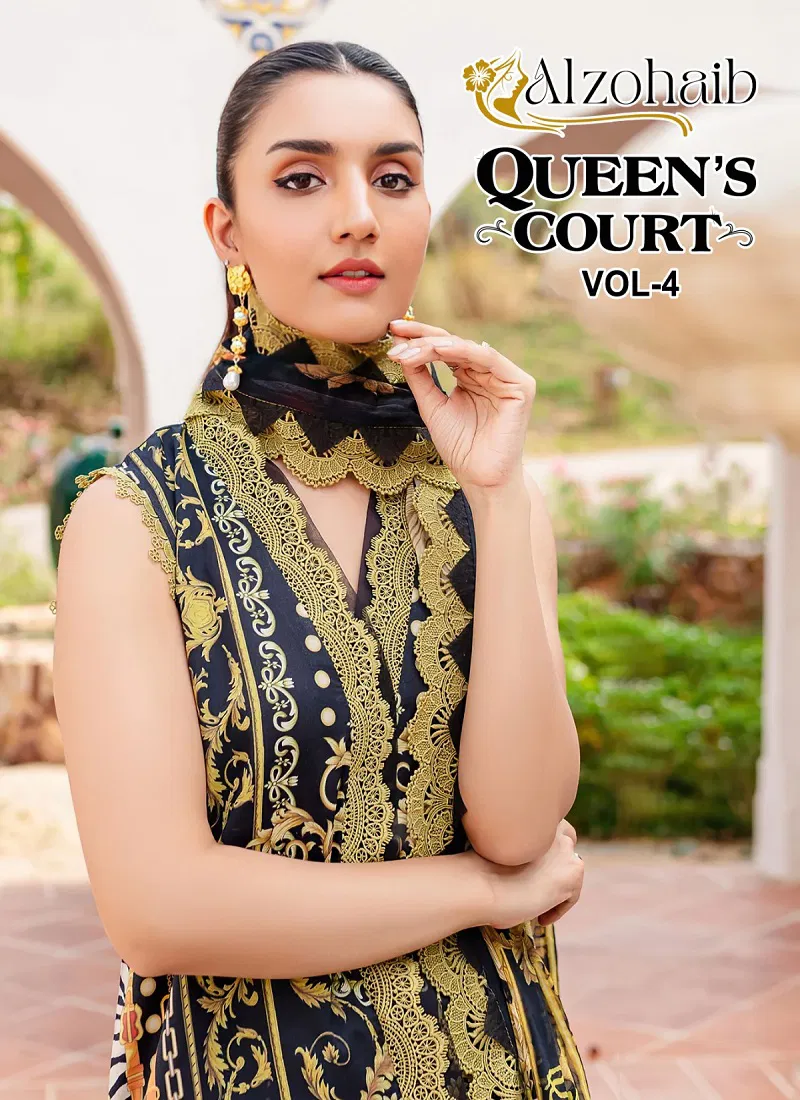 Alzohaib Queen Court Vol 4 Cotton Printed Pakistani Suits Exporters In India Catalog