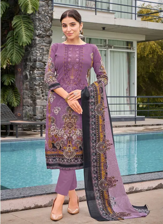 Alzohaib Rawayat Printed Embroidery Cotton Pakistani Suits Wholesale Price In Surat
