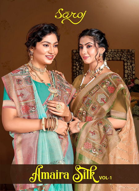 Amaira Silk Vol 1 By Saroj Swarovski And Embroidery Work Silk Saree Wholesale Online
 Catalog