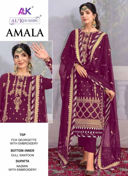 Amala 5073 By Alk Khushbu Embroidery Georgette Pakistani Suit Wholesale Market In Surat
 Catalog