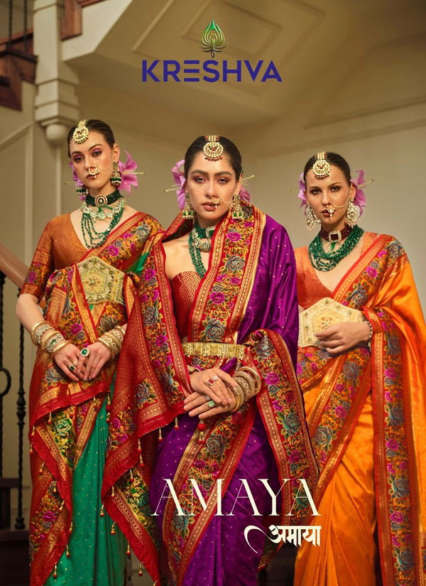 Amaya By Kreshva Banarasi Silk Wedding Wear Sarees Wholesale Shop In Surat