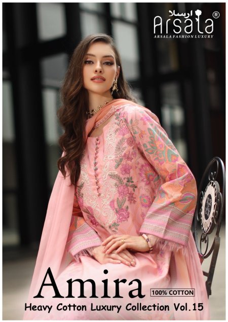 Amira Vol 15 By Arsala Lawn Cotton Karachi Dress Material 